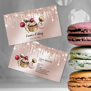 Cakes & Sweets Cupcake Home Bakery Dripping Gold B Business Card
