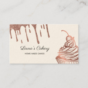 Cakes & Sweets Cupcake Home Bakery Dripping Gold Business Card