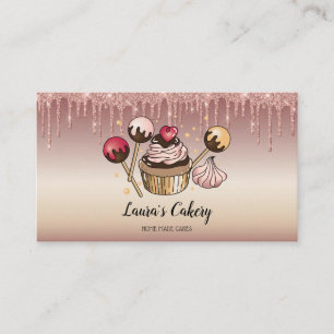 Cakes & Sweets Cupcake Home Bakery Dripping Gold Business Card
