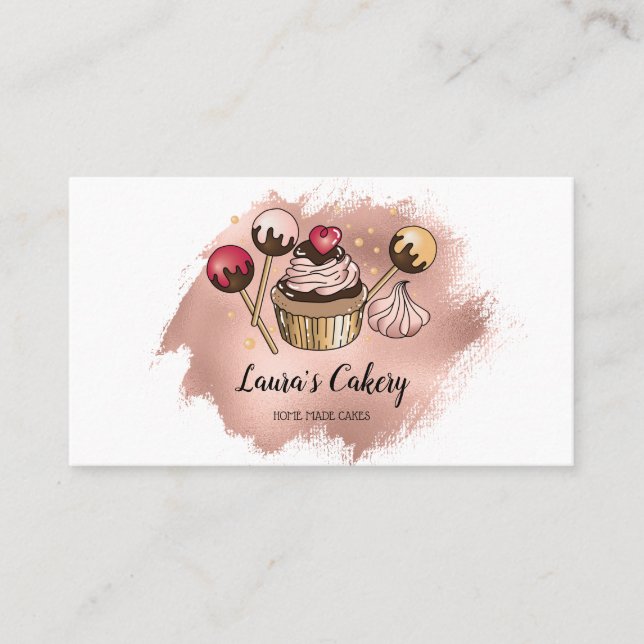 Cakes & Sweets Cupcake Home Bakery Dripping Gold Business Card (Front)