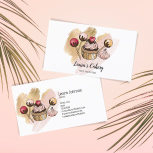 Cakes & Sweets Cupcake Home Bakery Dripping Gold Business Card