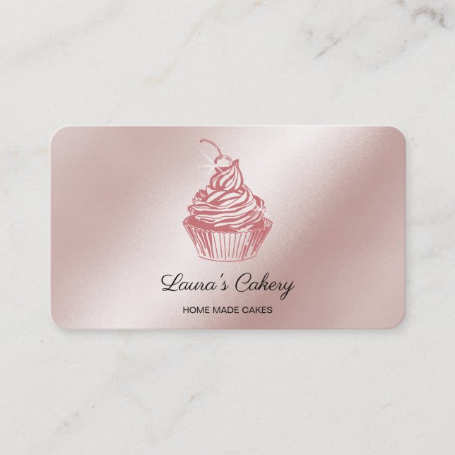 Cakes & Sweets Cupcake Home Bakery Dripping Gold Business Card (Front)