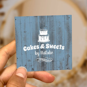 Cakes & Sweets Cupcake Home Bakery Dusty Blue Square Business Card