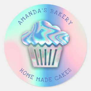 Cakes Sweets Cupcake Home Bakery Holograph Unicorn Classic Round Sticker