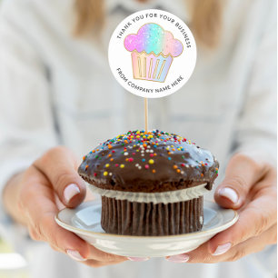Cakes Sweets Cupcake Home Bakery Logo Holographic Classic Round Sticker