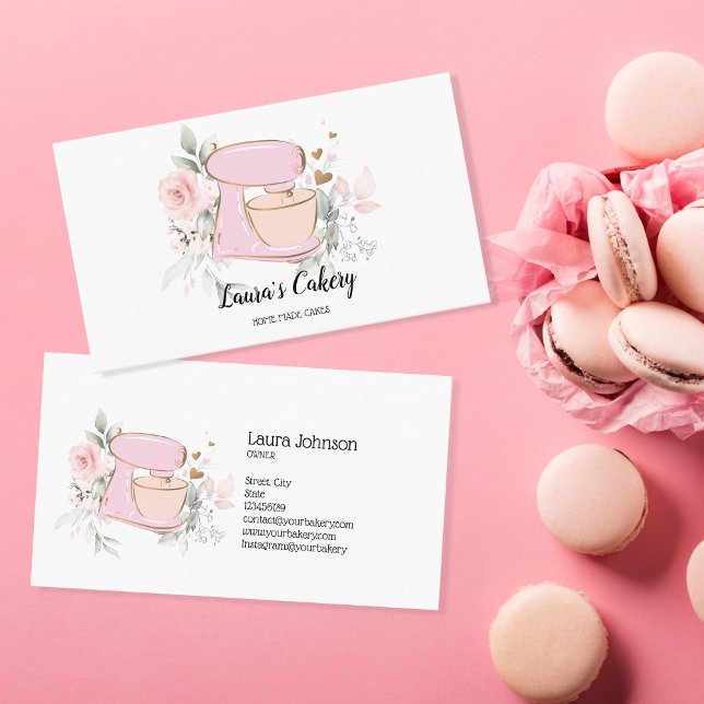 Cakes & Sweets Cupcake Home Bakery mixer Flower Business Card (Creator Uploaded)