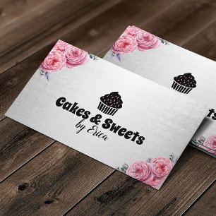 Cakes & Sweets Cupcake Home Bakery Modern Floral Business Card