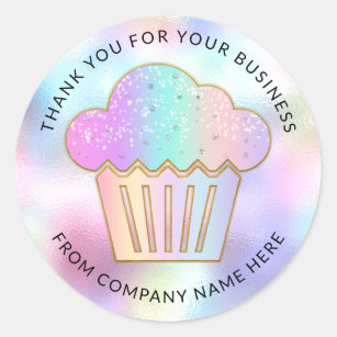 Cakes Sweets Cupcake Home Bakery Name Holograph  Classic Round Sticker