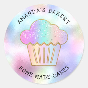 Cakes Sweets Cupcake Home Bakery Name Unicorn Classic Round Sticker