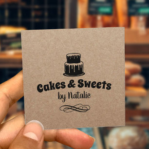 Cakes & Sweets Cupcake Home Bakery Rustic Kraft Square Business Card
