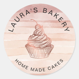 Cakes & Sweets Cupcake Home Bakery Rustic Vintage Classic Round Sticker