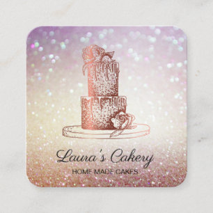 Cakes & Sweets Cupcake Home Bakery Rustic Vintage Square Business Card