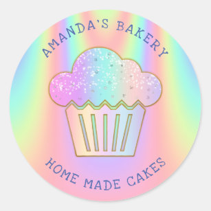 Cakes Sweets Cupcake Home Vegan Bakery Holographic Classic Round Sticker