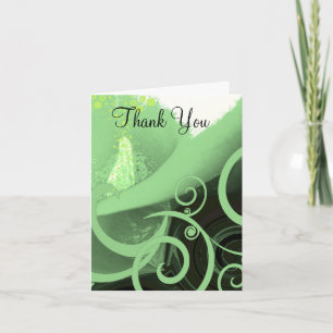 Cala Lilly Green Swirls - Thank You - Card