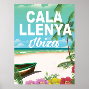cala llenya ibiza beach travel poster