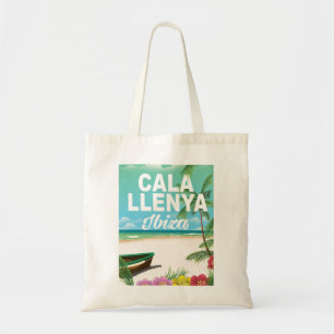 cala llenya ibiza beach travel poster tote bag