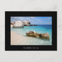 Cala Mariolu beach, Sardinia black border postcard
