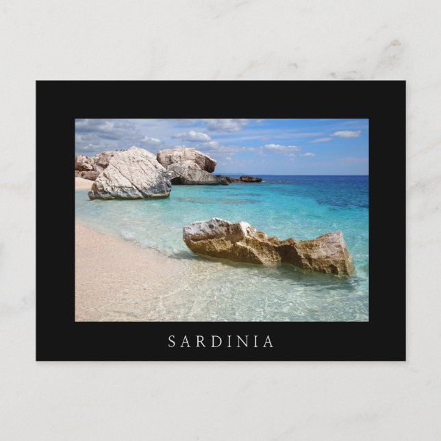 Cala Mariolu beach, Sardinia black border postcard (Front)