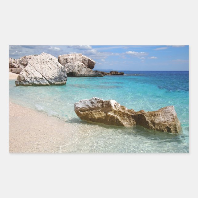 Cala Mariolu beach, Sardinia rectangular sticker (Front)