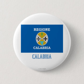 Calabria flag with name 6 cm round badge