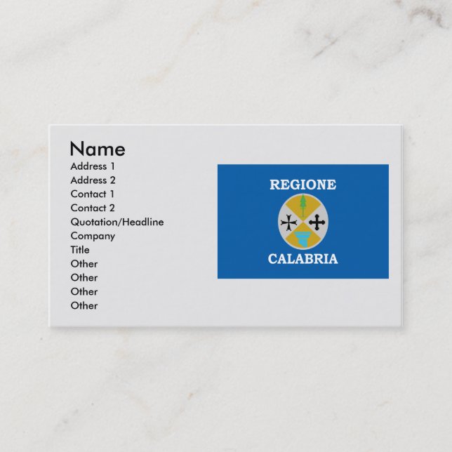 Calabria, Italy Business Card (Front)