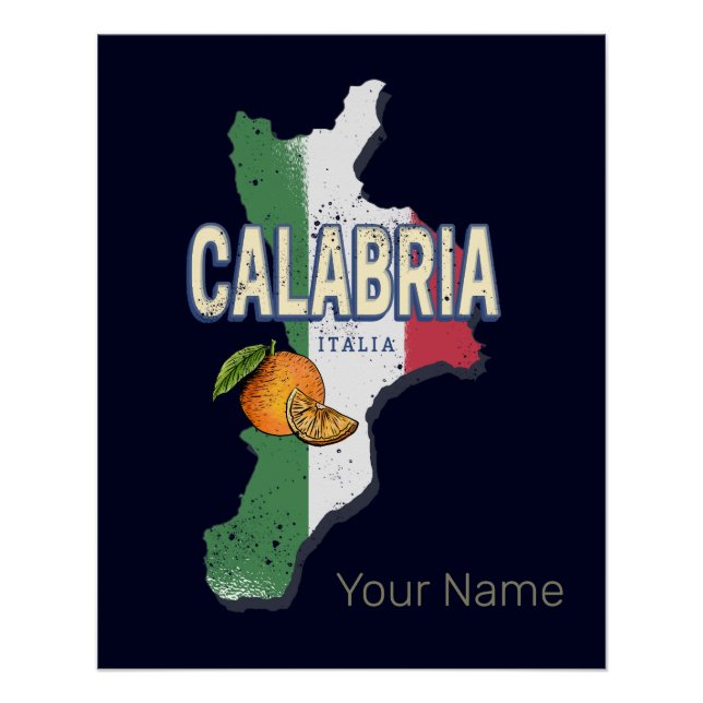 Calabria Italy Retro Region Map Vintage Souvenir Poster (Front)