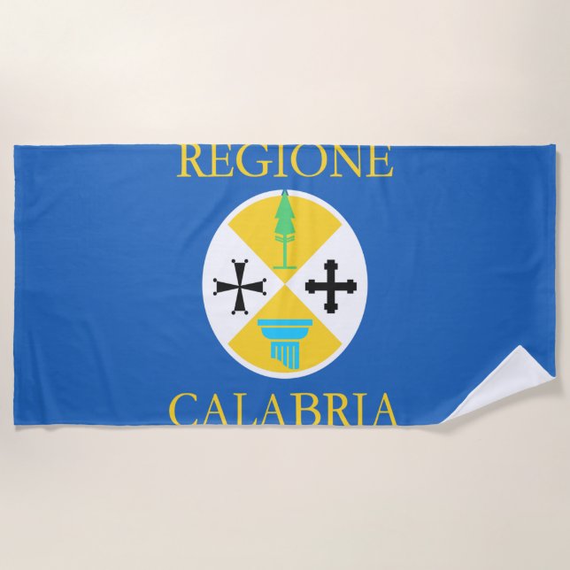 Calabria Province Flag Beach Towel (Front)
