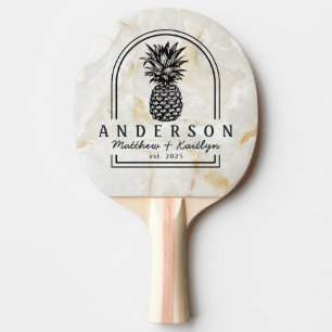 Calacatta Gold Marble Pineapple Wedding Arch &Name Ping Pong Paddle