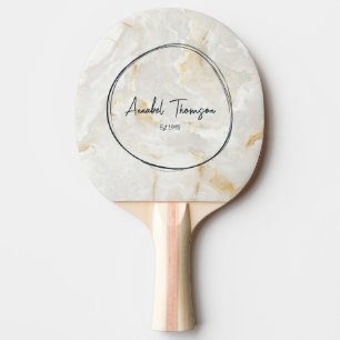 Calacatta Gold Marble Stone Name in Drawn Circle  Ping Pong Paddle