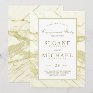 Calacatta Marble Gold Elegant Engagement Party Invitation