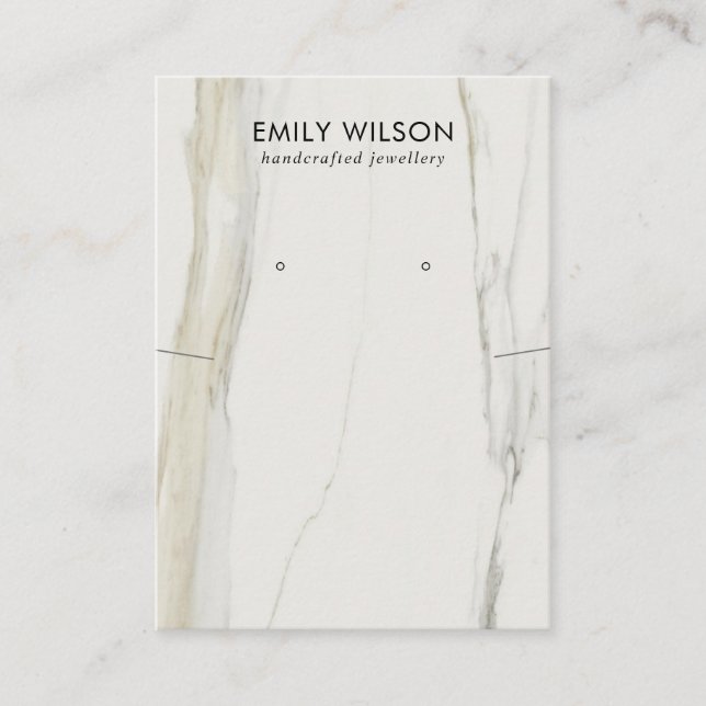 CALACATTA MARBLE TEXTURE NECKLACE EARRING DISPLAY BUSINESS CARD (Front)