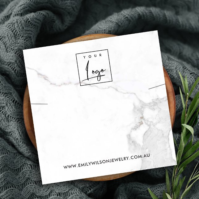 CALACATTA MARBLE TEXTURE NECKLACE EARRING DISPLAY SQUARE BUSINESS CARD (Creator Uploaded)