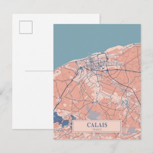 Calais France Breezy City Map Travel Postcard