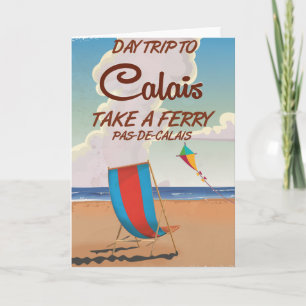 Calais France vintage travel poster Holiday Card