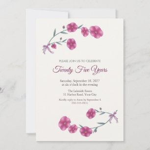 Calandrinia Magenta Anniversary Party Invitation