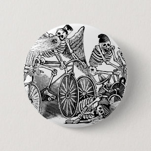 Calavera Bicyclists circa late 1800's Mexico 6 Cm Round Badge