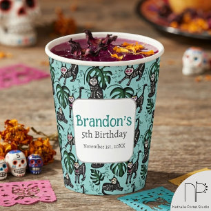 Calavera Cats Kids Birthday Paper Cups