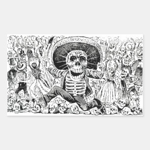 Calavera Oaxaqueña by José Guadalupe Posada 1903 Rectangular Sticker