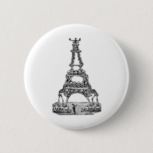 Calavera of the Eiffel Tower c. late 1800's 6 Cm Round Badge