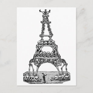 Calavera of the Eiffel Tower c. late 1800's Postcard