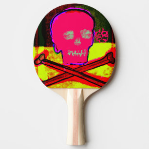 Calavera Skull pgeek NFT Art Red Black Yellow Ping Pong Paddle