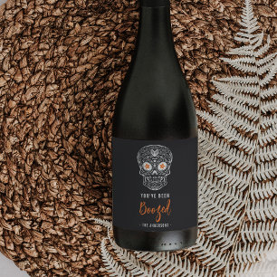 Calavera Skull You've Been Boozed Halloween Wine Label