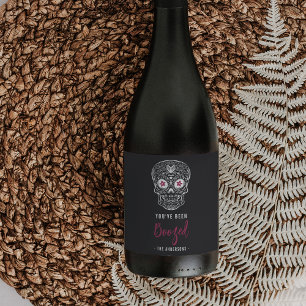 Calavera Skull You've Been Boozed Halloween Wine Label