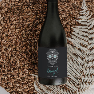 Calavera Skull You've Been Boozed Halloween Wine Label