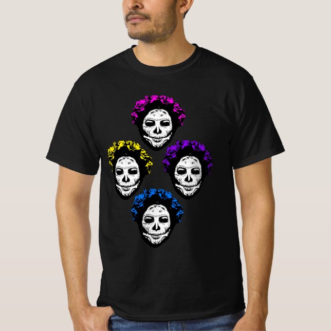 Calavera Skulls Pop Art Style T-Shirt (Front)