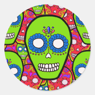 Calaveras Sugar Skulls Classic Round Sticker