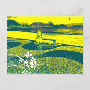 Calçadão de Copa e Pão-de-Açúcar aos fundos Postcard