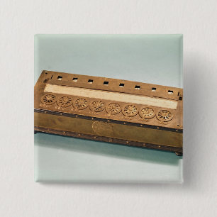 Calculating machine invented by Blaise Pascal 15 Cm Square Badge