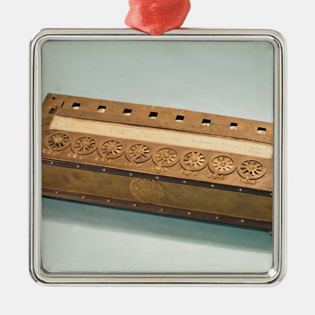 Calculating machine invented by Blaise Pascal Metal Tree Decoration (Front)