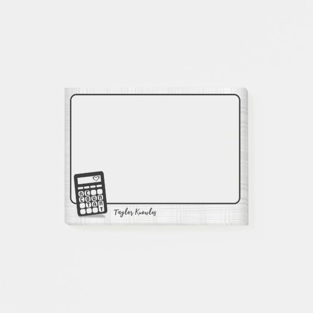 Calculator Accountant Heart 4"x3" Post-it Notes (Front)